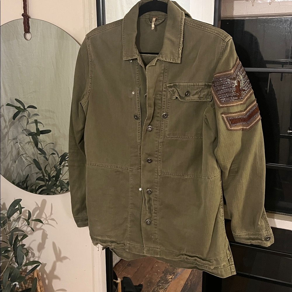 Free People Olive Green Military Jacket